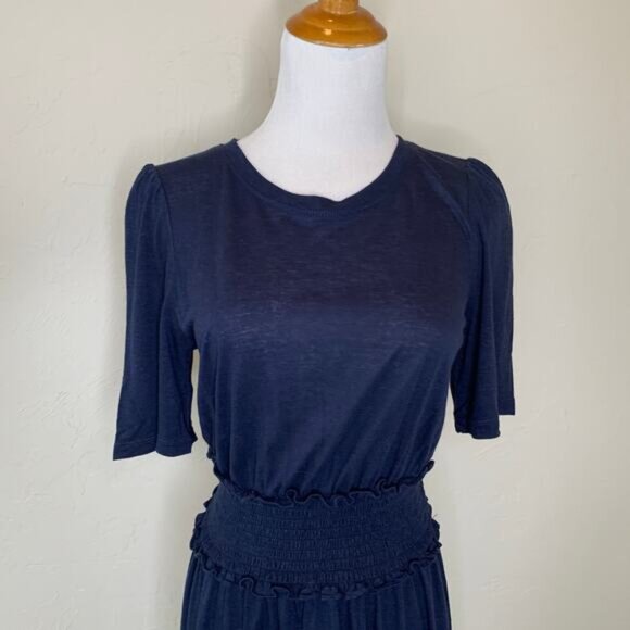 Rebecca Taylor Navy Blue Jersey Blouson Dress Sz Small - Picture 5 of 14